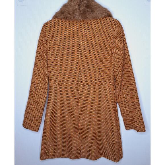 Retro Penny Lane Coat Merona Fur Collar 60s Style Mod Wool Blend Women's Small - Picture 15 of 15